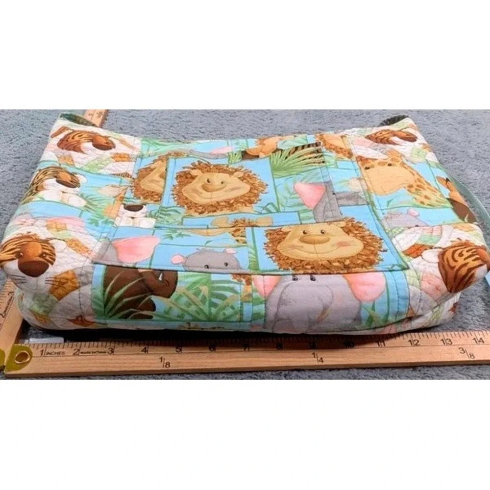 Handmade Quilted Jungle Safari Tote w/ Matching Fabric Insert By Nora Susor